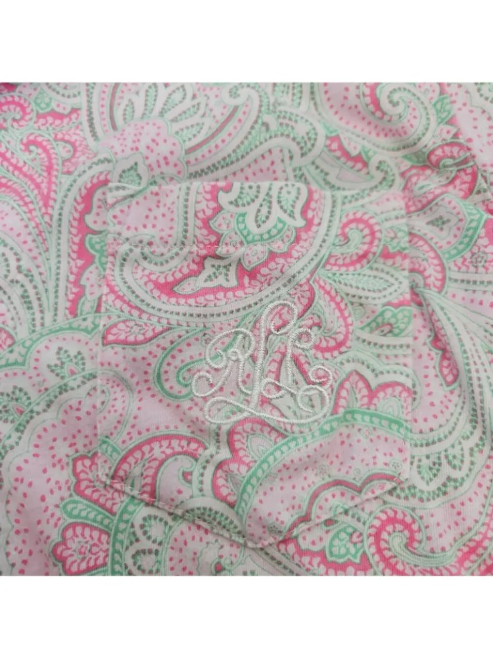 Lauren Ralph Lauren Women Pink Green Paisley Pajama Set Crop Pants Sz Small